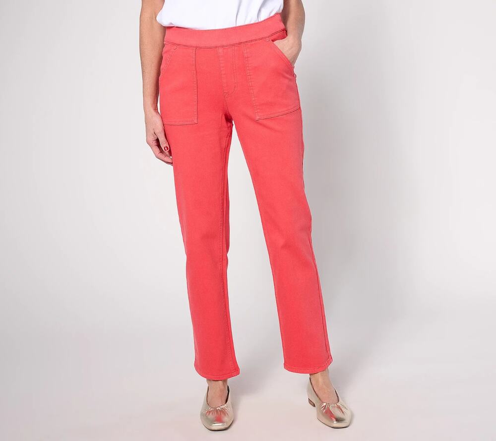 Isaac Mizrahi Jeans Womens Plus 28W Orange Straight Leg Ankle Preppy Stretch